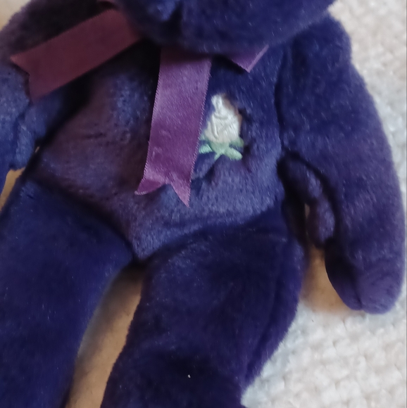 Ty Beanie Baby Princess Diana Bear 1997 rare purple retired white rose teddy - Picture 9 of 14